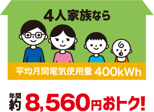 4人家族なら年間約8,560円おトク!